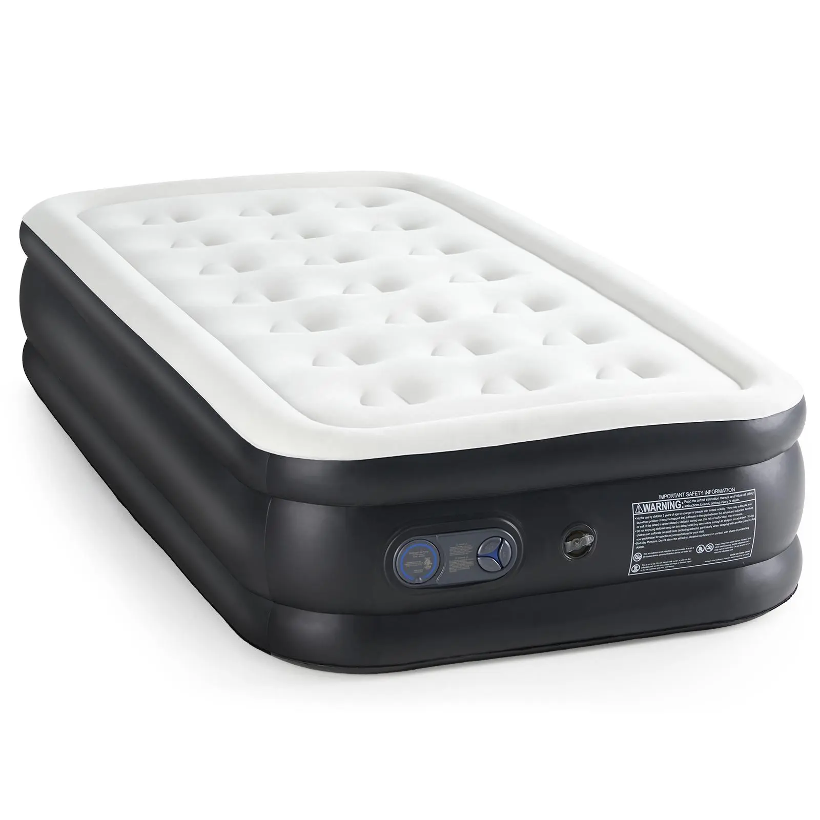 Inflatable Air Mattress with Built-in Electric Pump, Twin Queen Size Camping Bed 16/18/22 Inch, Soft Flocking Top, 660 lbs Capacity for Home Travel