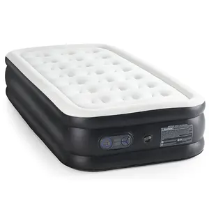 Inflatable Air Mattress with Built-in Electric Pump, Comfortable Flocking Top – 660lb Heavy Duty Support, Twin/Queen (16"/18"/22" Thick), Quick Inflation, Storage Bag for Camping Travel Guests