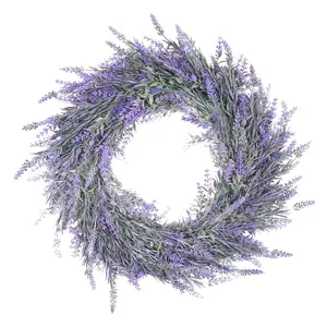 12" Artificial Lavender Wreath Fake Flower for Front Door Wall Farmhouse