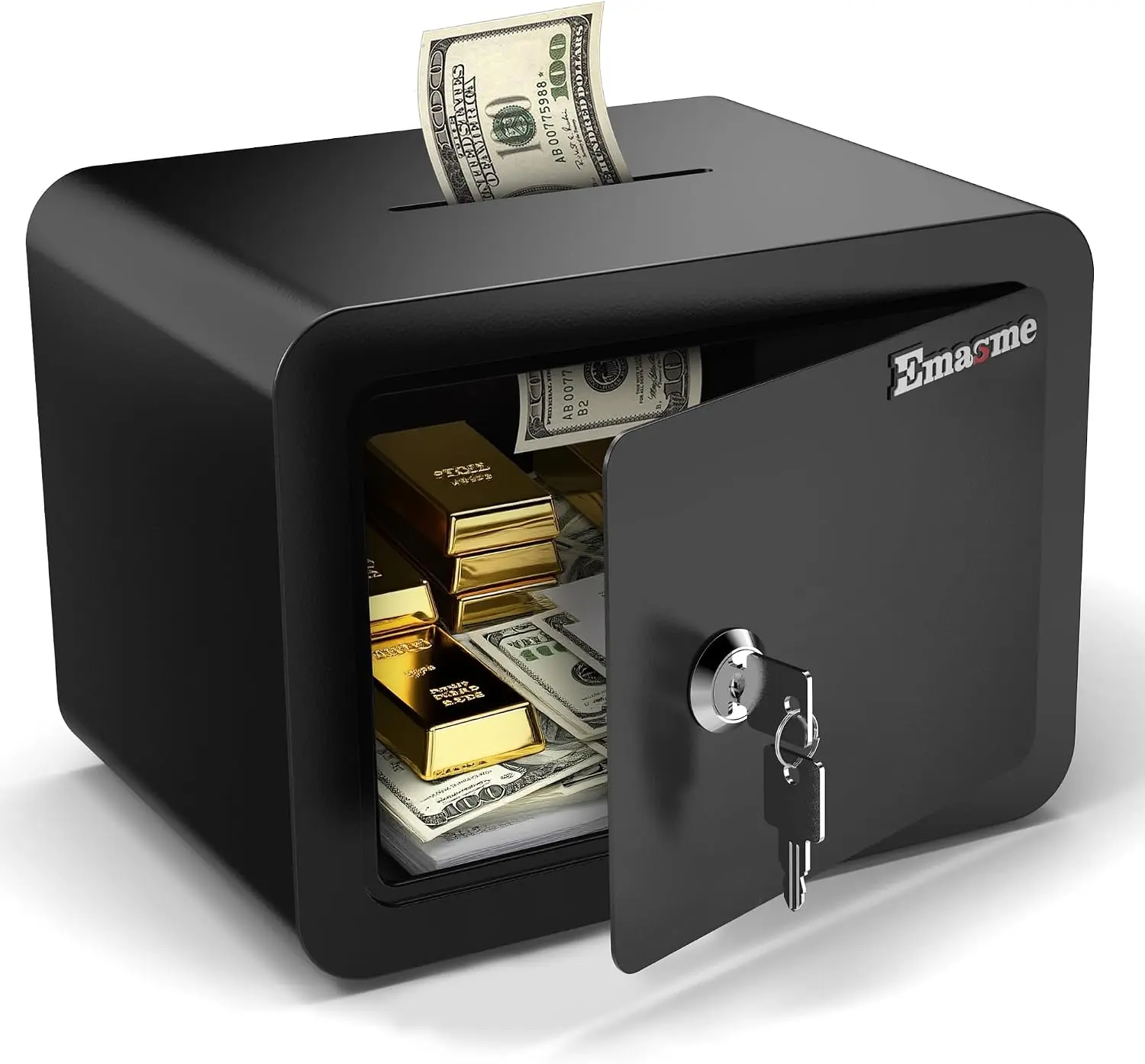Small Safe, Locker Safes with Key and Coin Slot, Little Safes for Money, Cheap, Small Hidden Safe, Savings Box with Key – Mini Security for Home, Office, Travel, Pets,0.23 Cubic