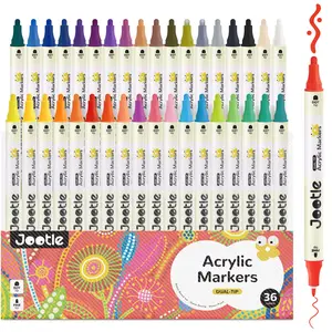 Jootle Dot Tip Acrylic Paint Markers Set of 36, Acrylic Paint Pens, Markers for Fabric, Canvas, Rock, Glass, Wood, Paper, DIY, Egg, Canvas DIY Art Supplies Kit, Back to School