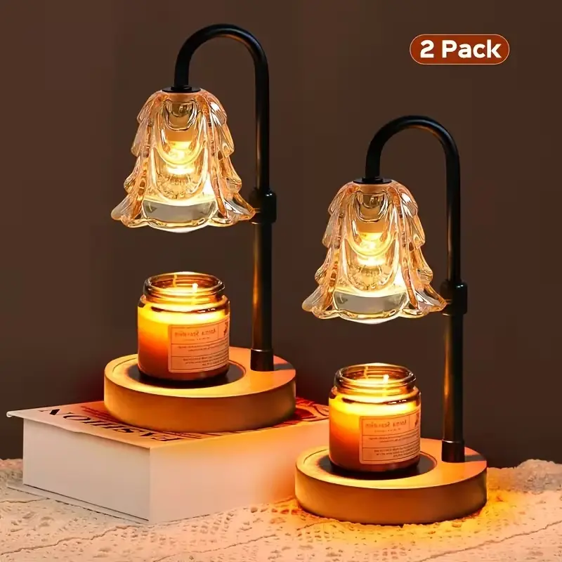 Dimmable Candle Warmer Lamp with Timer - Vintage Decor Decorative Candleholder, Warm Bedside Glow Table Lamp Night Light for Bedroom, Women's Gifts (Includes 2 Bulbs, 2-Pack), Ornaments