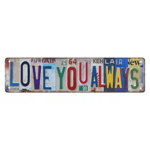 Vintage "Love You Always" Wall Decor Street Signs Home Bar Coffee Metal Tin Signs 16 x 4 Inches for Rustic Decor