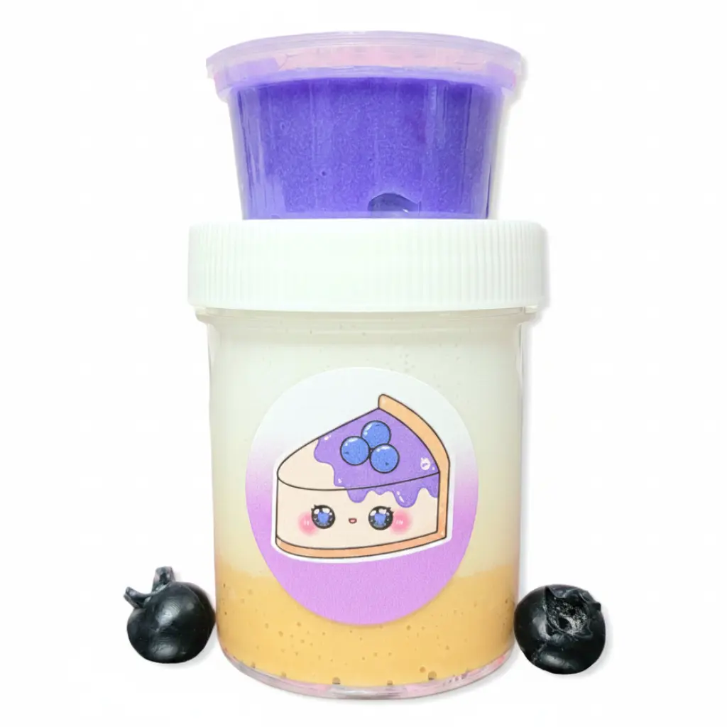 Hoshimi Slimes LLC Soft Squishy Blueberry Cheesecake Handmade Scented Butter Slime, Snow Fizz Texture, Blueberry Aroma for Sensory Fun (Slime & Squishy Toys, Classic & Novelty Toys), Unisex