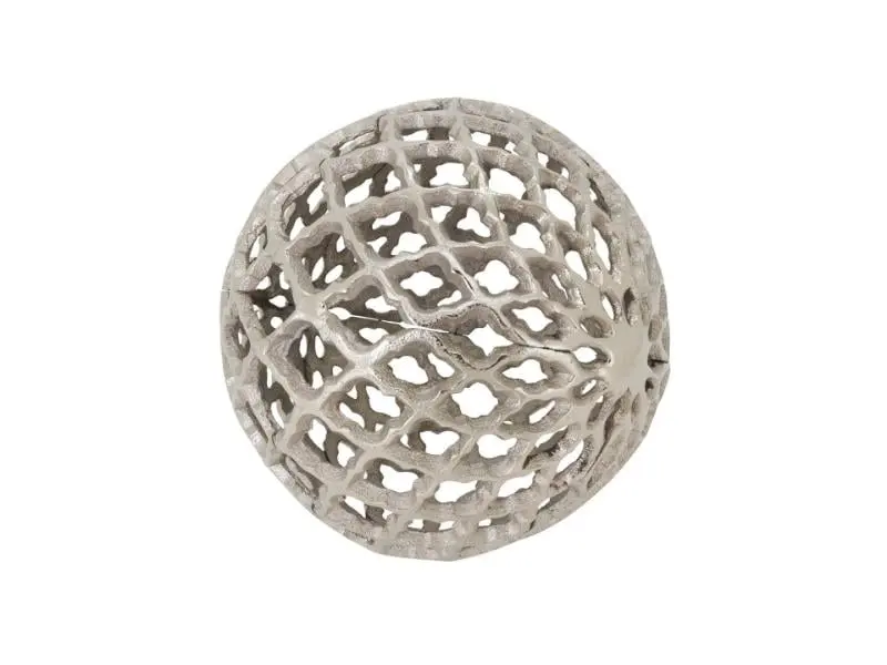Saro Lifestyle BL619.S3 3-in. Handmade Moroccan Accent Orb with Global Texture, Silver Decor for Room Decor (Dual-Use as Decorative Bowl), 1.5 Lbs
