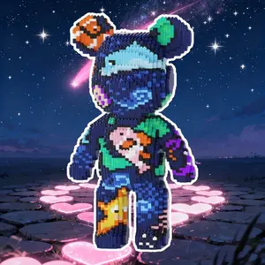 3600pcs Ocean World Lucky Bear 3D Puzzle Building Blocks Creative Decoration, Teddy Bear, Birthday/halloween/festive Gift, Perfect for Personal Use