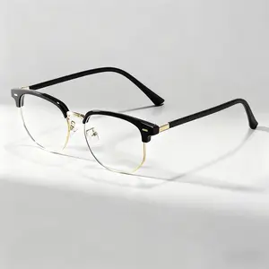 Simple Design Metal Frame Square Anti-Blue Light Eyeglasses: Minimalist Casual Stylish Frames for Daily Use, Eye Protection Glasses for Office & Everyday Wear