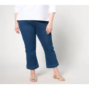 Isaac Mizrahi Live! Tall Knit Denim Crop Slim Boot Jeans