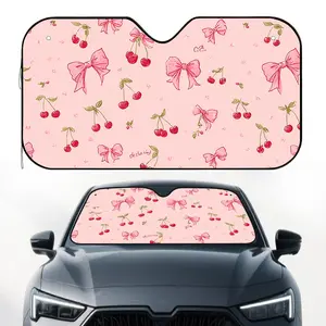 1pc, Cherry Blossom Bows Design Automotive Car Windshield Sun Shade, Trendy Print for Interior Decoration, Perfect for Daily Use, Long Distance Travel, and Easy Parking Situations, Car Window Shades, Windshield Sunshade