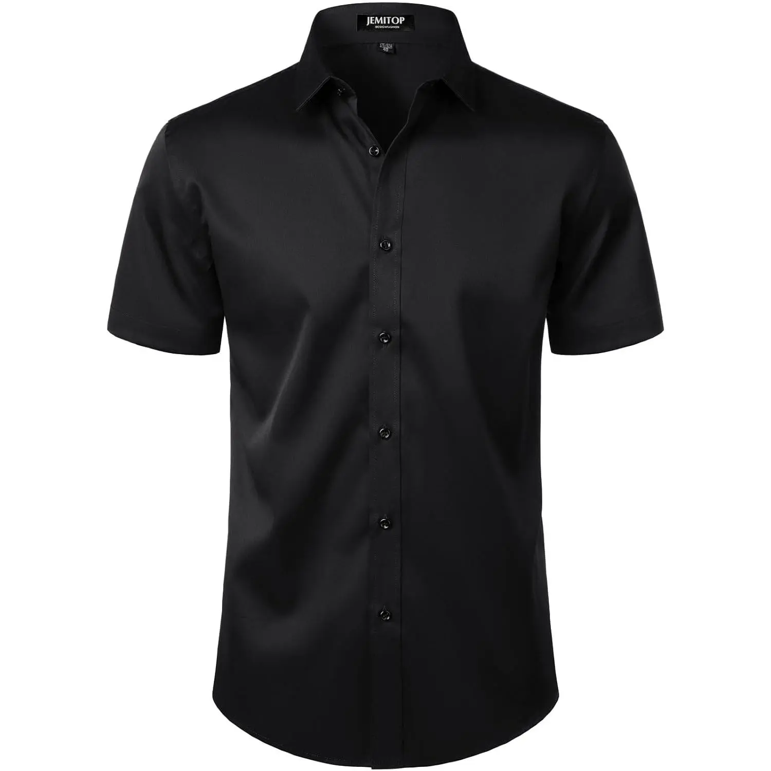 Men's Stretch Wrinkle Free Dress Shirts Formal Wedding Prom Short Sleeve Slim Fit Button Down Shirt