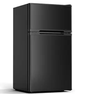 2.5 Cu.Ft Mini Fridge with Freezer, Compact Refrigerator with Antarctic Star Reversible Door, Adjustable Shelves, Quiet Energy Efficient Small Fridge for Bedroom, Office, Dorm & Kitchen, Black