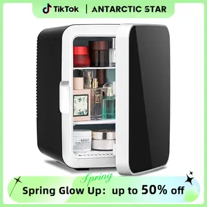 Antarctic Star Compact Mini Fridge, 10L Portable Small Refrigerator, 2.6 Gal Mini Fridge with AC/DC Adapters, Small Cosmetics Cooler for Beverage, Food, Makeup, Bedroom, Office, Dorm, Black