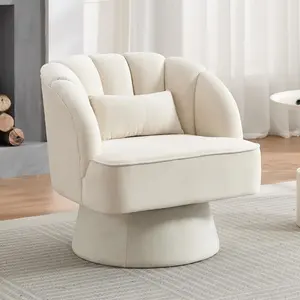 Garvee 360° Swivel Lounge Chair with Velvet Cover, Comfortable Reading Chair with Tapered Leg, Padded Barrel Chair, For Living Room, 70 x 70 x 70 cm