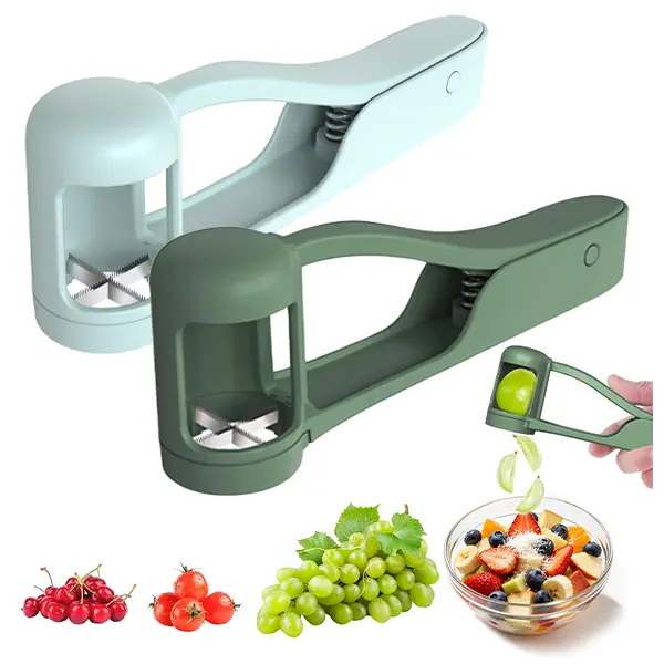 Summer Sale Days Grape Cutter Slicer, Stainless Steel Fruit Quarter Cutter Tool, Safe Kitchen Gadget for Toddlers 1-3, Perfect for Grape Cherry Tomato Strawberry Blueberry Salad Cake Decor,campingessentials,campinggear,home essentials