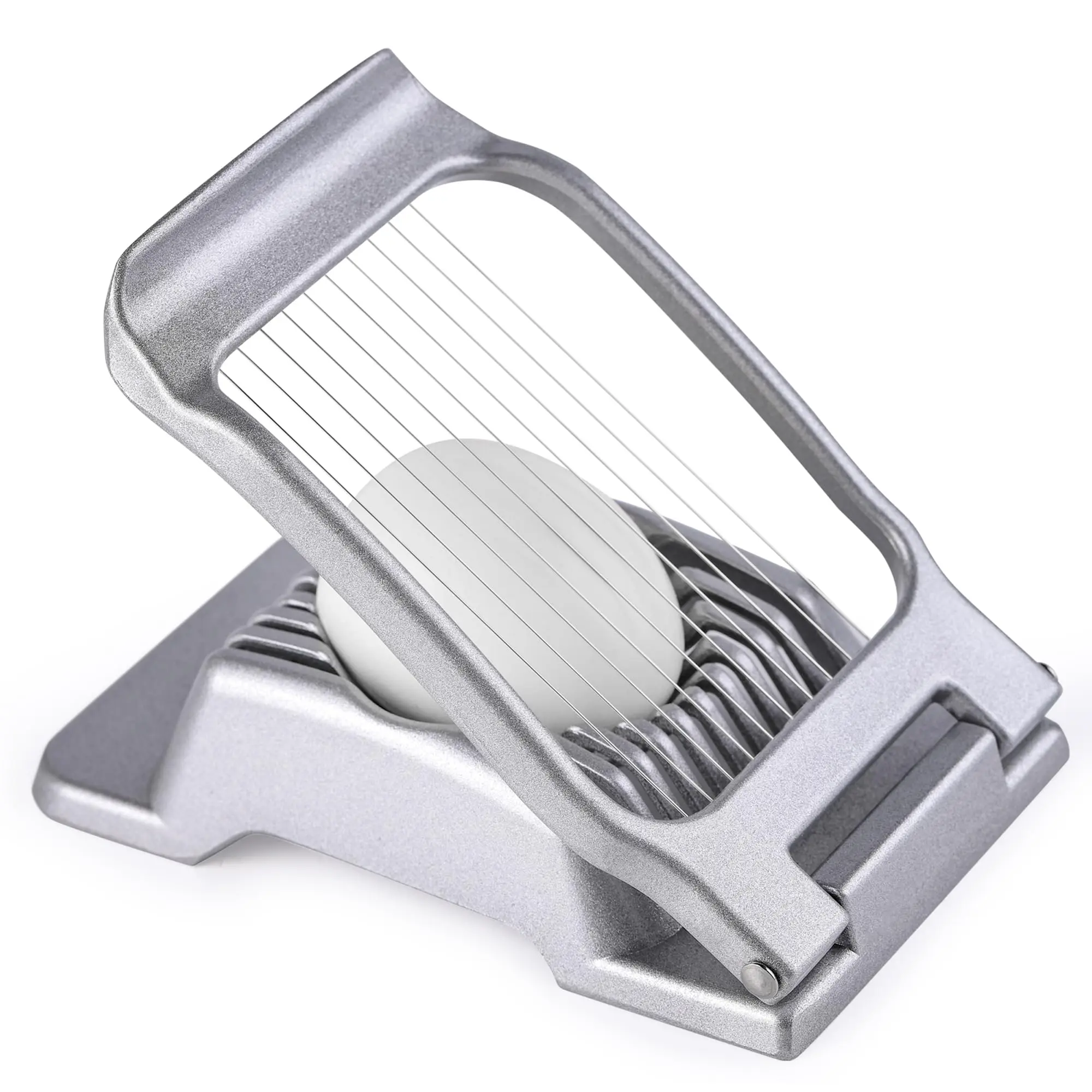 Egg Slicer for Hard Boiled Eggs, Stainless Steel Wire, Multipurpose Heavy Duty Aluminium Egg Cutter Dishwasher Safe for Egg, Salads & Sandwiches, Strawberries, Mushrooms & Soft Cheese, Fruit, Sliver