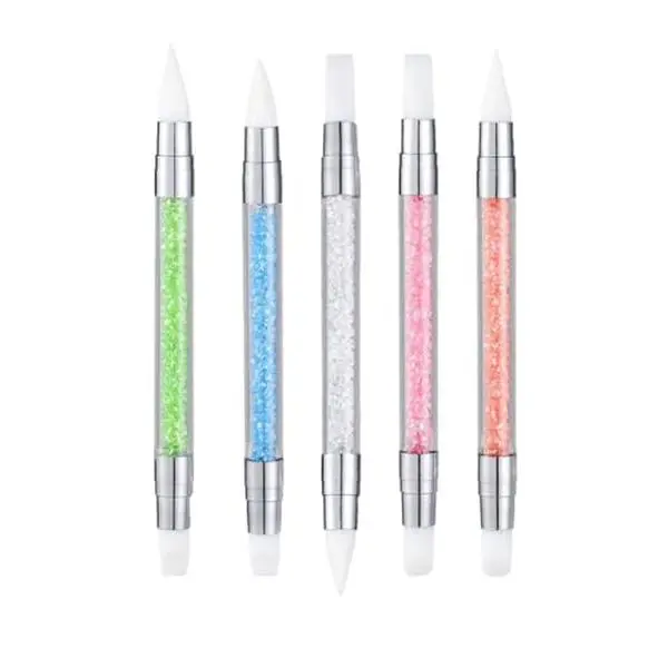 5pcs Nail Sculpture Pen - Dual Tipped Silicone Nail Tools, Acrylic Pen & Brushes for Resin, Design Tools for Foil Carving & Drawing Effects