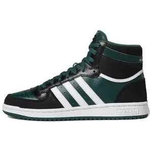 Adidas Originals Top Ten Leather High-Top Skate Shoes for Men and Women with Slip-Resistant and Durable Green-White Design