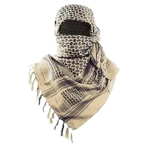 TTactical Military Shemagh Keffiyeh Scarf for Men Women, 100% Cotton Breathable Desert Wrap with Fringed Edges, Sun Protection All-Season Outdoor Headwear, Ideal for Hiking Camping Airsoft, Western Style Cowboy Turban Green Beret Fall Hat Accessory