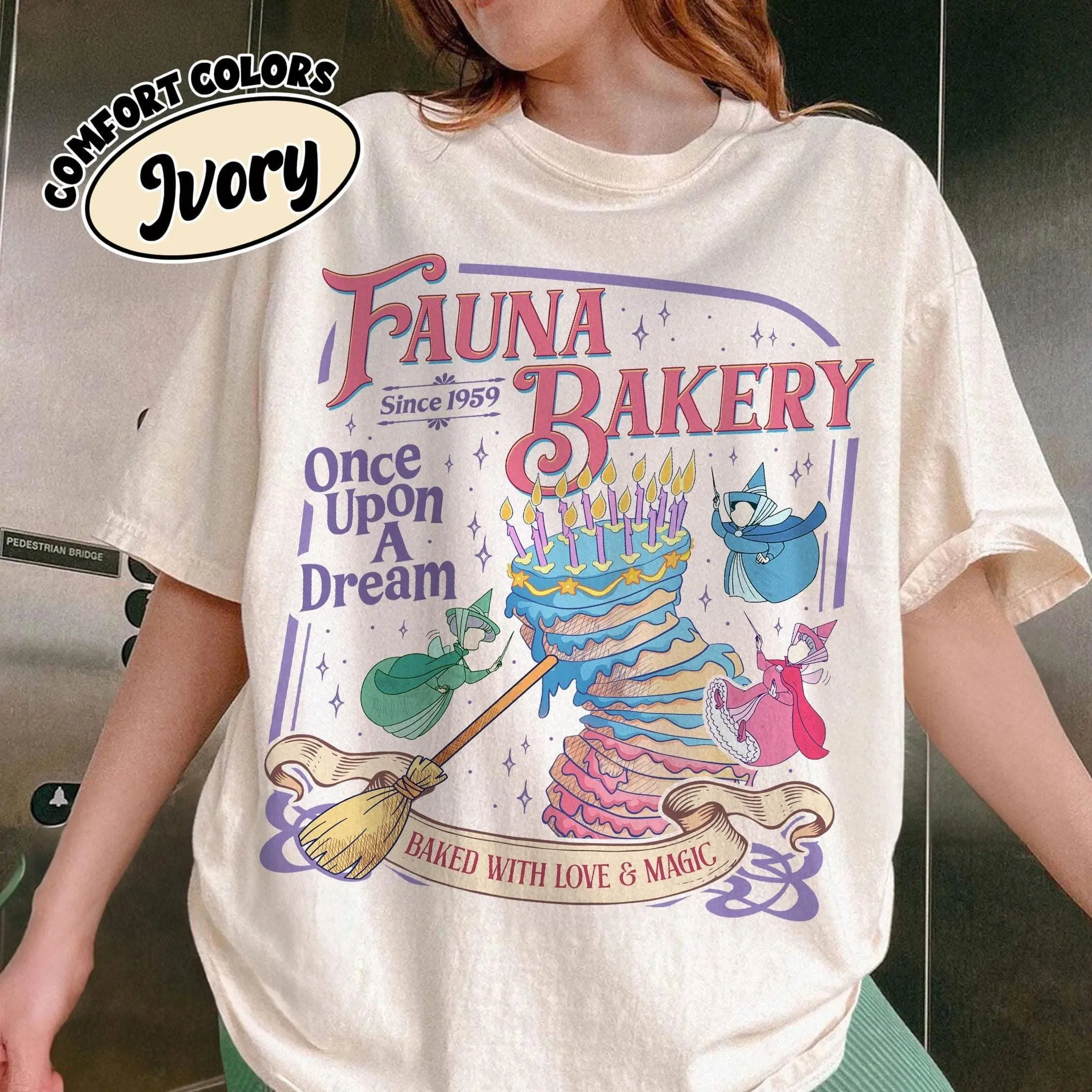 Fauna Bakery Baked With Love And Magic Shirt Comfort Colors, Sleeping Princess Tshirt, Fairy Godmother Tee, Theme Park Family Shirts