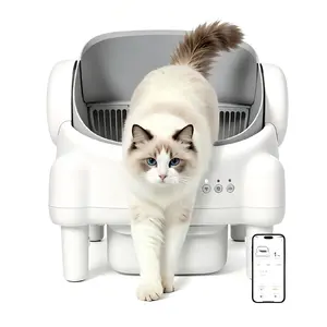 TAYACICY Open-Top Self - Cleaning Litter Box Smart Automatic with App Control for Multiple Cats Large-Capacity Large Waste Bin Cream White 10.5L Capacity Dual Safety Sensors Odor Control Includes 2 Roll Liners |Best Seller