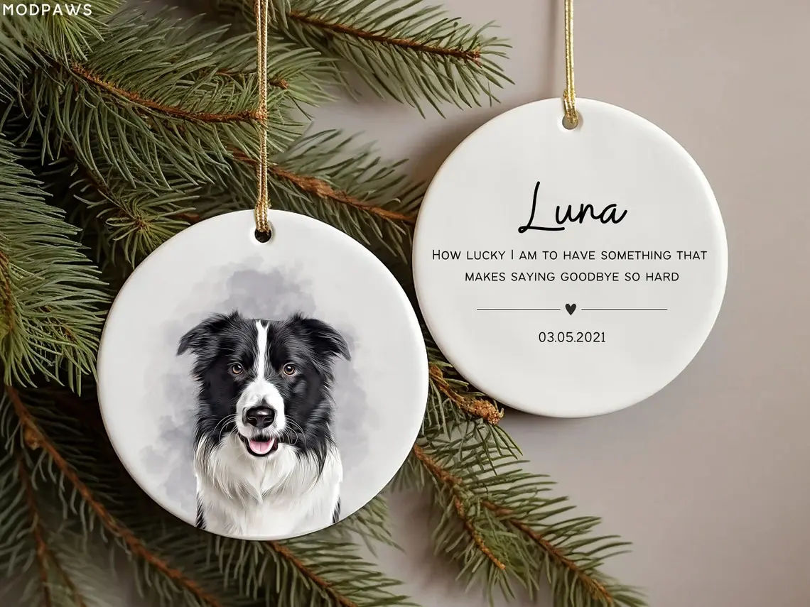 Personalized Pet Watercolor Ornament Using Pet's Photo + Name - Custom Ornament Christmas Dog Ornament Personalized Dog Ornament Custom Dog Decor Decoration