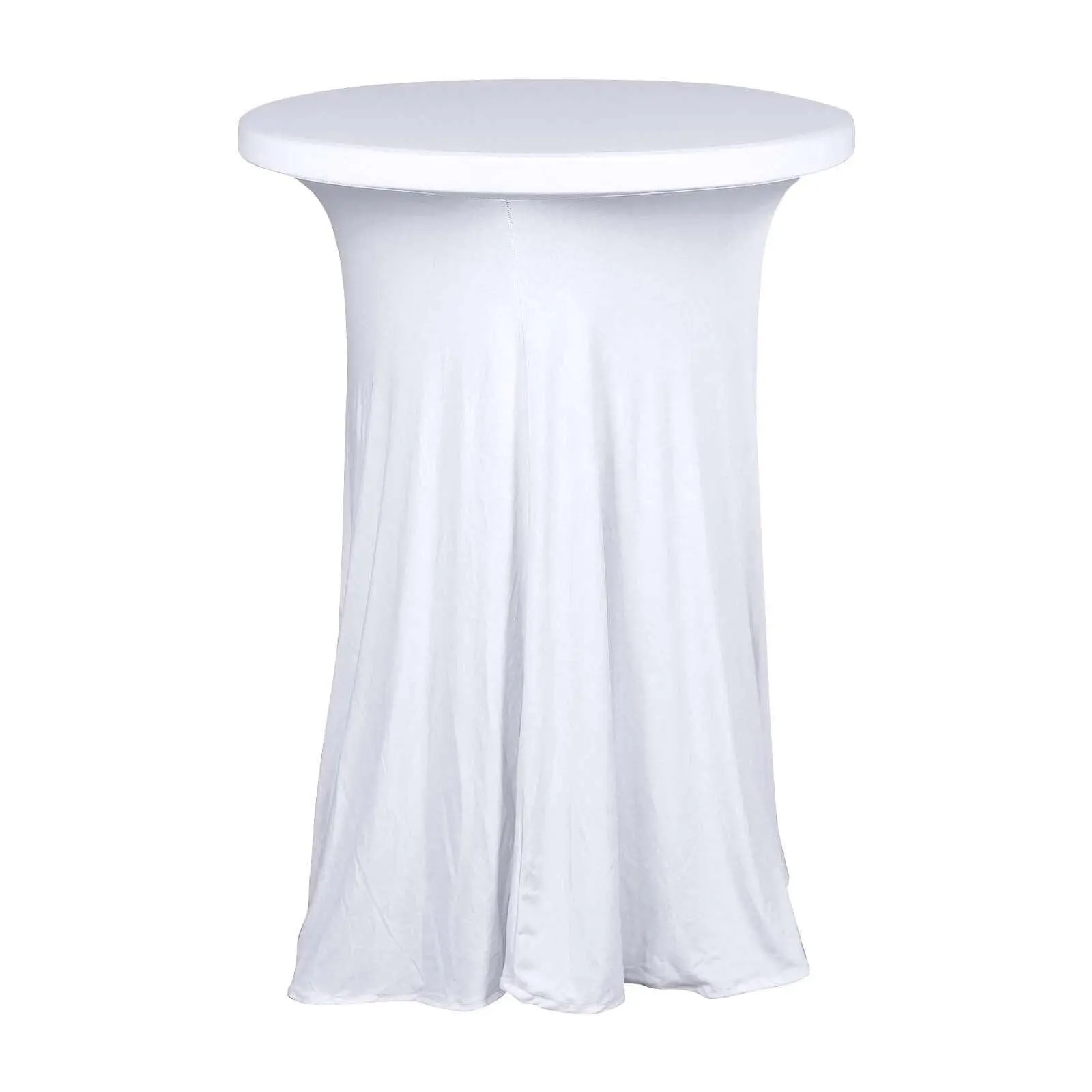 White Spandex 30" Round Cocktail Table Cover Skirt, Natural Wavy Drapes, Wedding Decoration Props for Party Decor Design