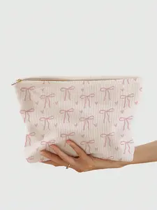 Butterfly Knot Theme Makeup Bag, Durable Polyester Zipper Pouch, Handheld Cosmetic Pouch, Travel Toiletries Storage, Lightweight, Travel Essentials, Perfect Gift for Sisters Students Adults