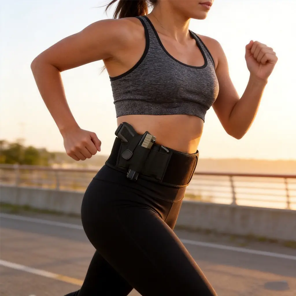 Belly Band Holster for Concealed Carry, Tactical Elastic & Adjustable Waist Wrap for Men and Women, with IWB & OWB Mag Pouch, Convenient Access To Magazine, Outdoor, Unisex, Versatile Design