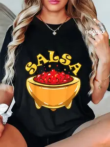 100% Cotton Unisex Tortilla Chips and Salsa Funny Matching Halloween Costumes T-Shirt Casual Top