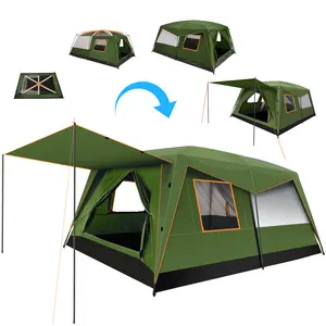 10 Person Camping Tent, Large Family Tent with Removable Awning, Waterproof 2 Room Tent with UV Protection & Windproof, Spacious Portable Cabin Tent for Camping, Hiking, Family Trips