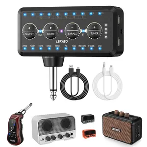 LEKATO PA-1 Guitar Headphone Amp Rechargeable Headphone Amplifier Bluetooth with Amp Models IR Loading Tuner Inlay Multi Effects Delay Reverb Chorus Overdrive Mini Practice Amplifier 10 Factory Presets