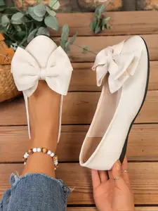 Big Bow Pointed Toe Flat Shoes for Women, Soft Sole Slip-on, Slip On Flats, Casual Flat Shoes