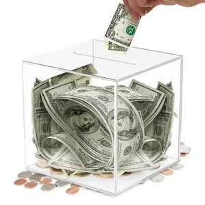 Acrylic Money Box, 1 Count Clear Money Saving Box, Money Saving Box for Home Office, Acrylic Card Box for Weddings & Events, Cash Saving Box