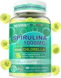 Spirulina and Chlorella Gummies Probiotic and Super Greens Supplement Superfood Rich in Antioxidants Chlorophyll Protein and Essential Amino Acids for Cellular Energy Immunity and Eye Health 60 Count
