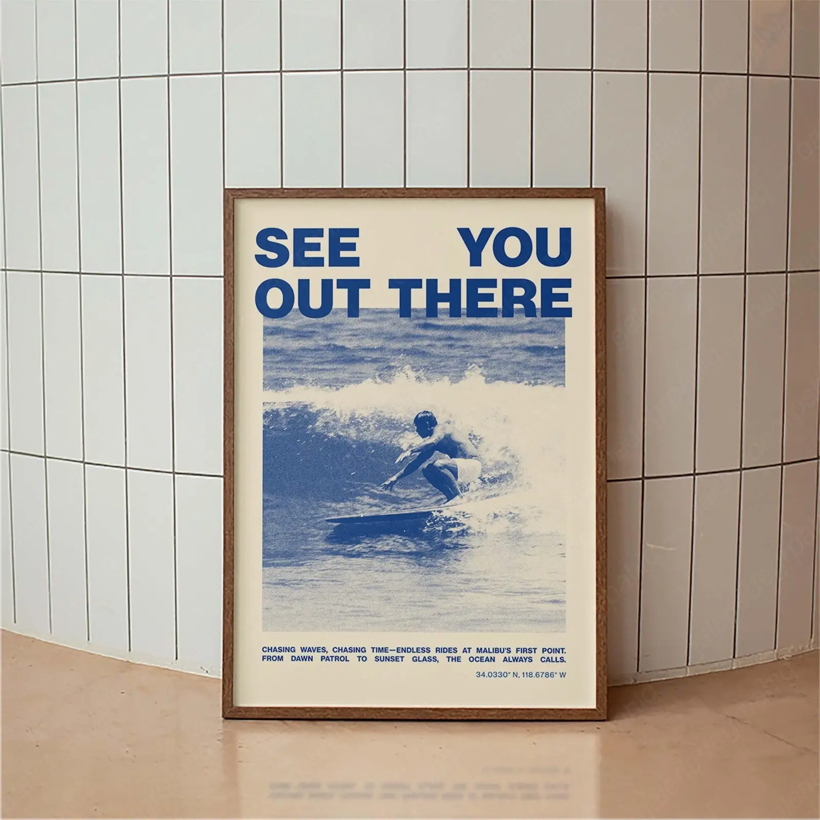 Vintage Surfing Poster, Malibu First Point Surf Art Print, Retro Surf Decor Vintage Surfing Poster, Malibu First Point Surf Art Print, Retro Surf Decor