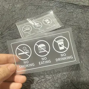 1PC Regulatory Warning Logo Sticker, Decal For Cars, Truck Car Decal, Stick on car interiors or public items, clear background white logo "NO SMOKING/EATING/DRINKING" combination decor