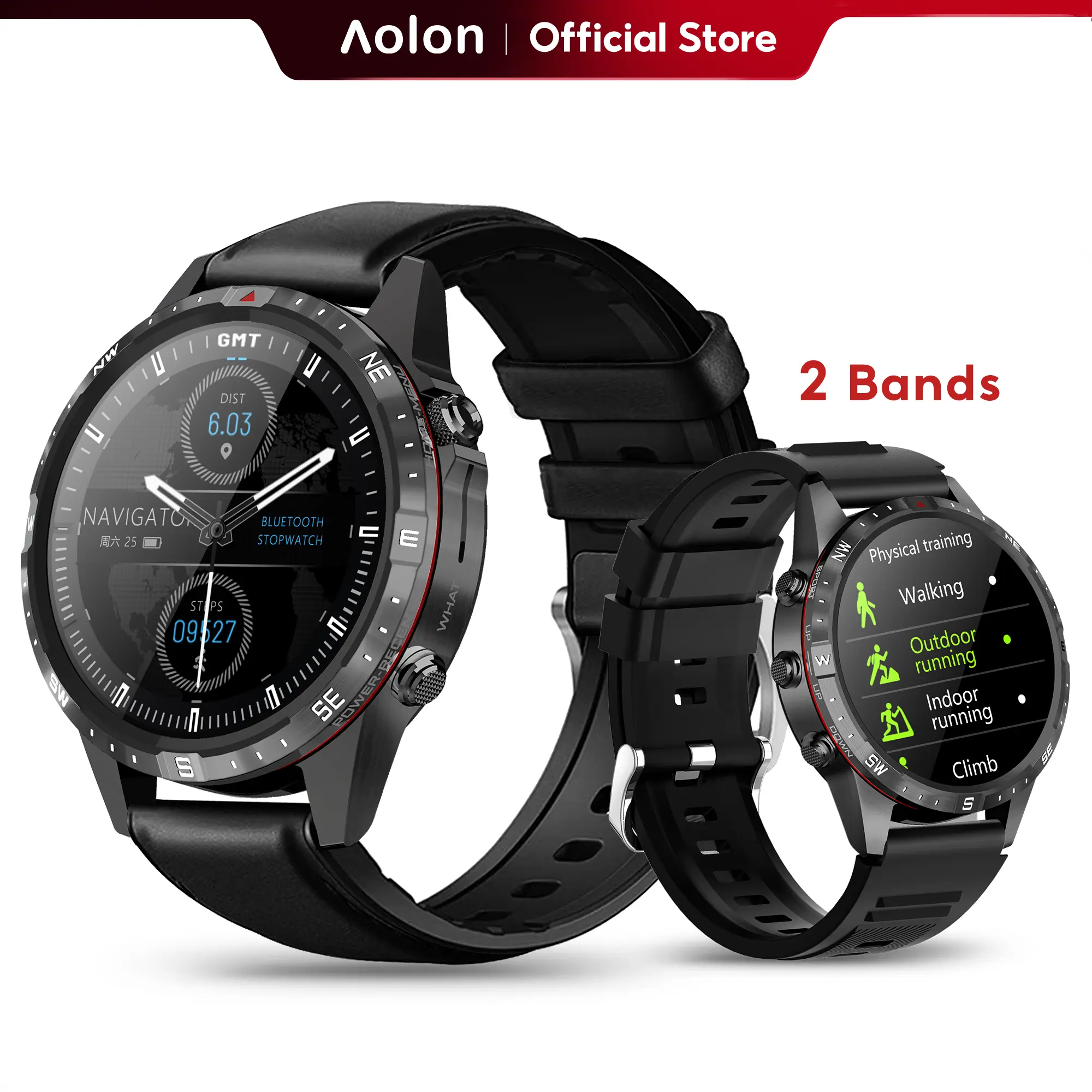 Aolon GT5 Pro Smartwatch - 1.6-in HD Screen, Metal Alloy-Steel Body, Magnetic Fast Charging, Survival Fitness Tracker, Bluetooth Connectivity, Water Proof, Music Control, Black Wearable Device#back to school#travel essentials