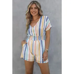 Striped V-Neck Romper