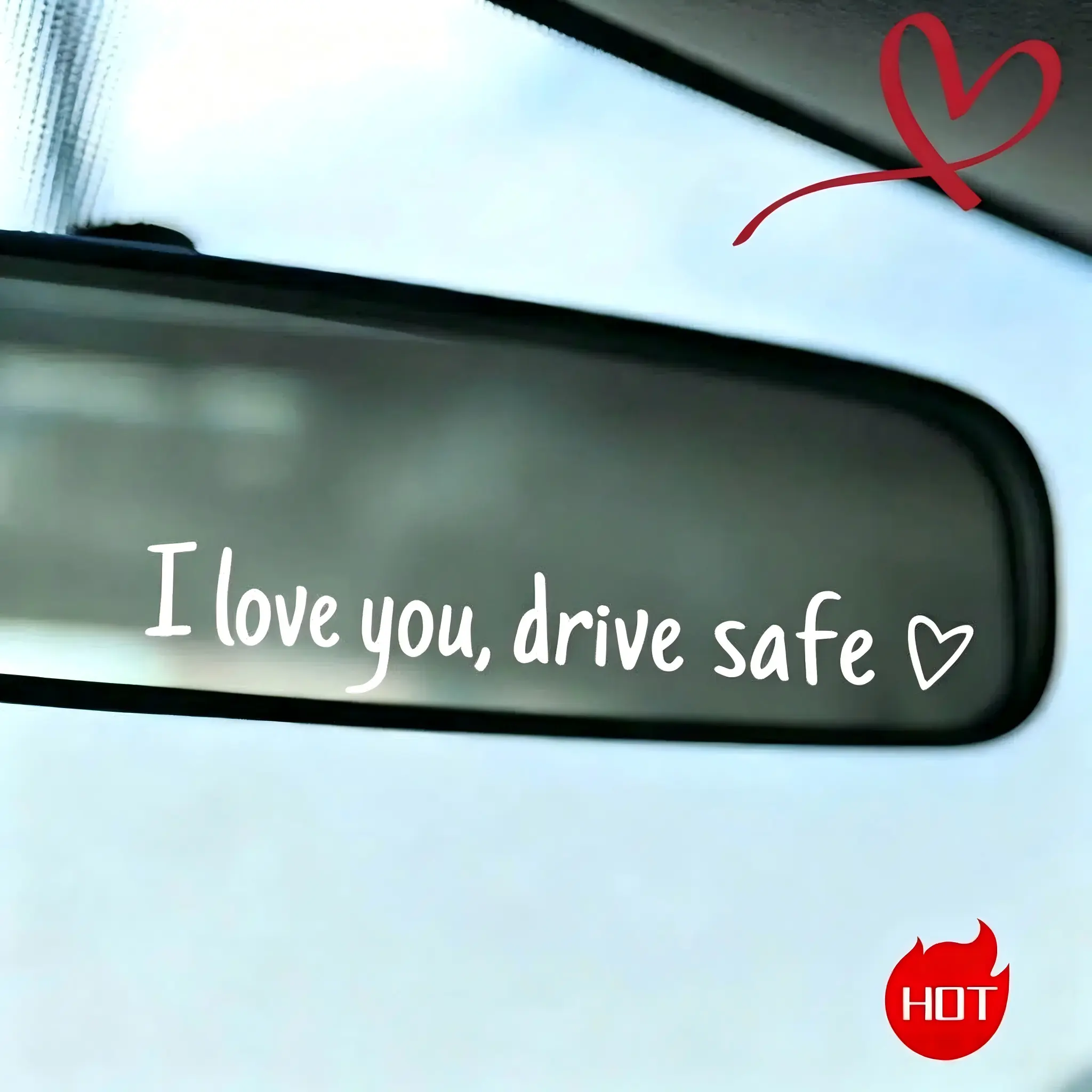 4PCS I Love You Drive Safe Decal Simple Design for Safe Driving Ideal for Drivers and Car Enthusiasts Vehicle Exterior Decoration Windshield Sticker 11x2cm