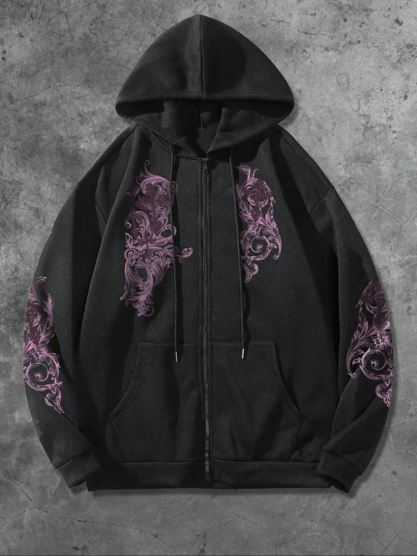 Unisex Zip-Up Long Hoodie Sweatshirts with Long Sleeve and Graphic Geometric Print, Casual Fitted Design, Comfortable All-Season Fashion Outerwear, Perfect Layering Piece, Menswear