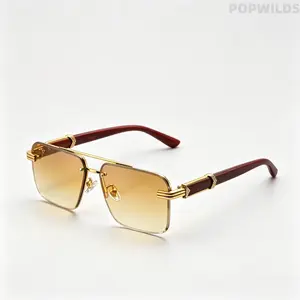 Men Oversized Frameless Business Sunglasses, Fashion Stylish Driving Goggles, Comfortable Wear Design, Effective Glare Blocking, UV Protection Eyewear, Classic Versatile Look, Ideal For Daily Commute Travel And Outdoor Driving Use