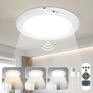 Motion Sensor Ceiling Light USB Type-C Rechargeable Magnetic Installation Wireless Wall Lamp Remote LED Night Light For Kitchen Coatroom