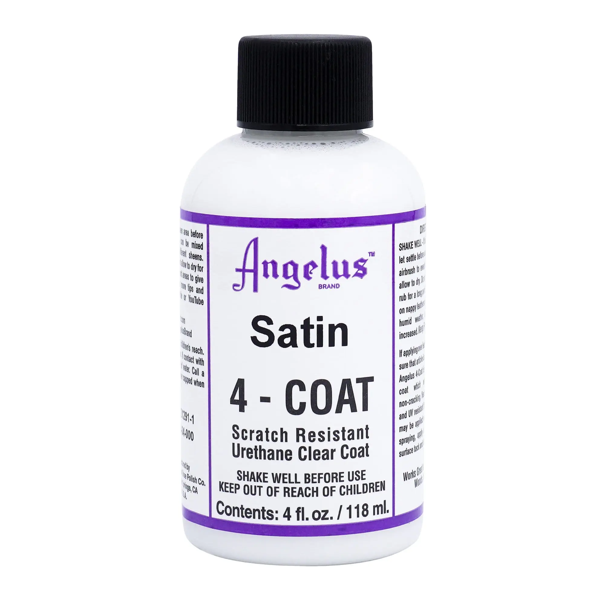 Angelus Satin 4-Coat Scratch Resistant Urethane Clear Coat Acrylic Chunky Top Coat Satin Gloss Acrylic Resin Made in U.S.A.