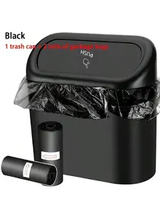 3 pieces/set - 1 trash can + 2 rolls of trash bags, car side door hanging storage box, leak-proof car trash can, car storage supplies, mini flip-top trash can, leak-proof, waterproof, with lid and odor seal, car door hanging storage box, car organizer