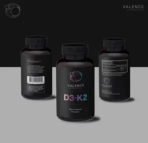 Valence Nutraceuticals D3•K2 Premium Vitamin D3 125 mcg 5000 IU & K2 550 mcg with MCT Oil for Bone Heart & Immune Support