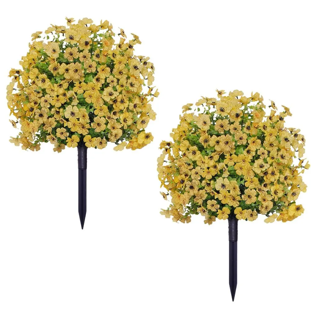 Garvee Set of 2 Outdoor Decorative Artificial Flowers with Ground Stakes, UV-Resistant Large Bouquet Made of PVC and Fabric, Ideal for Garden and Veranda Decoration