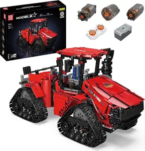 Mould King 18020 Remote Control Truck Tractor Building Blocks Kit, Electric Quadtrac 600 Tracked Tractor, Heavy Construction Vehicle Clamp Tractor 1698 PCS
