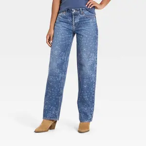 Women's Low-Rise Bandana Baggy Jeans - Universal Thread