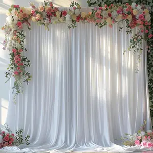 10x10FT White Backdrop Curtain for Wedding Parties Wrinkle Free Curtain Backdrop for  Shower White Drapes for Birthday Party Photography Background Soft Fabric 5ft x 10ft, 2 Panels