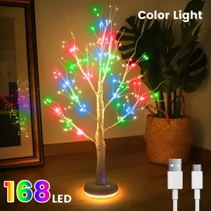 VASTFIRE 168-LED Birch Tree Lights with 24 Flexible Branches, Color-Changing, 1200mAh Rechargeable Battery, USB Type-C Charging, 8-10H Timer Mode for Christmas, Home Bedroom Decor